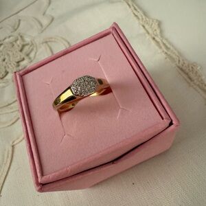 Swarovski Gold Ring with Clear Crystal Pavé